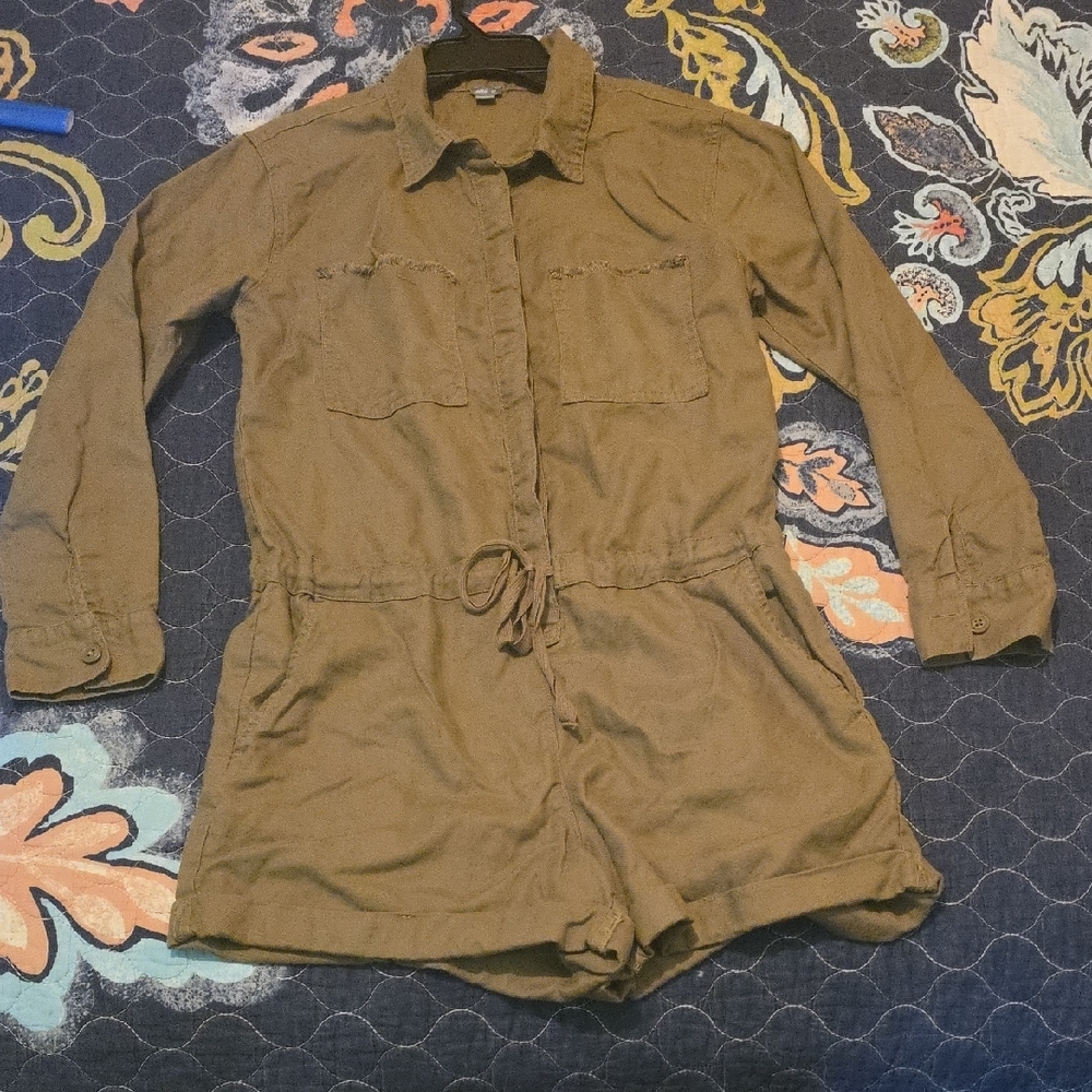 Aerie Green Utility Jumpsuit with Drawstring Waist
